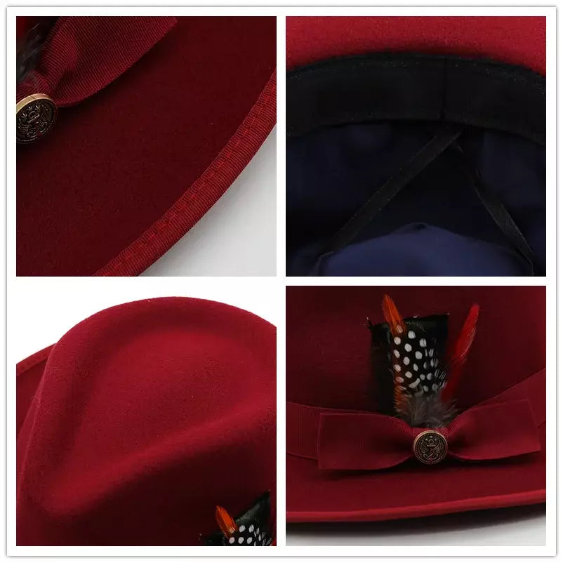 Lubeck Feathers Wool Fedora Hat