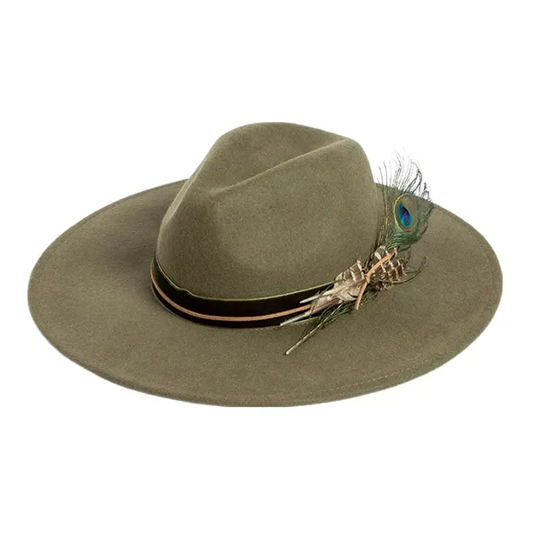 Monterroso Peacock Feathers Wool Fedora Hat