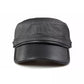 Pasadena Black Genuine Leather Army Cap