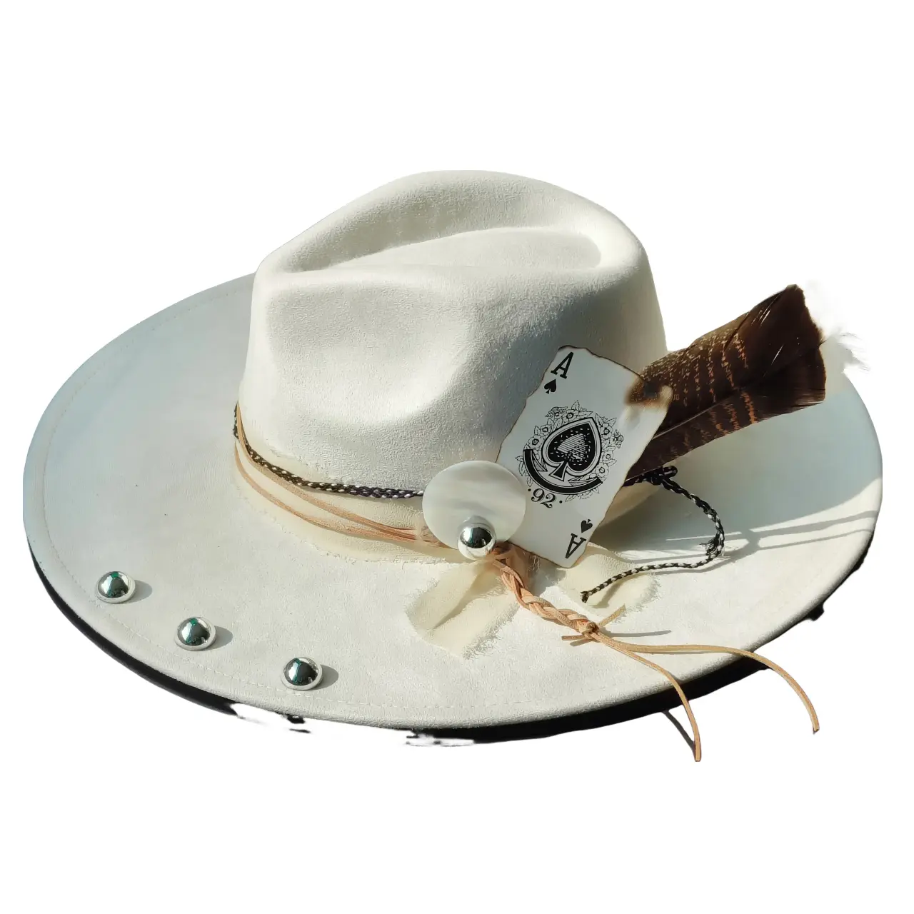 Poker of Aces Feathers Suede Fedora Hat