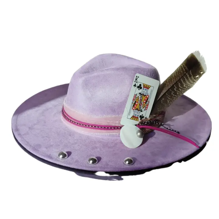 Poker of Aces Feathers Suede Fedora Hat