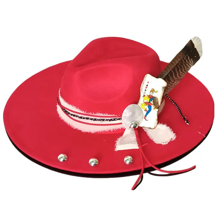 Poker of Aces Feathers Suede Fedora Hat