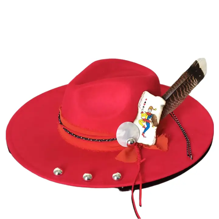 Poker of Aces Feathers Suede Fedora Hat