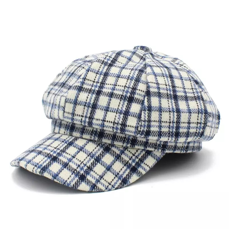 newsie-bakerboy-paperboy-cabbie-hat-plaid-cotton-vintage