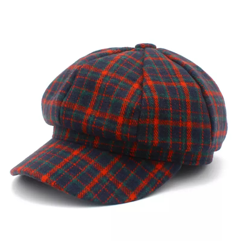 newsie-bakerboy-paperboy-cabbie-hat-plaid-cotton-vintage