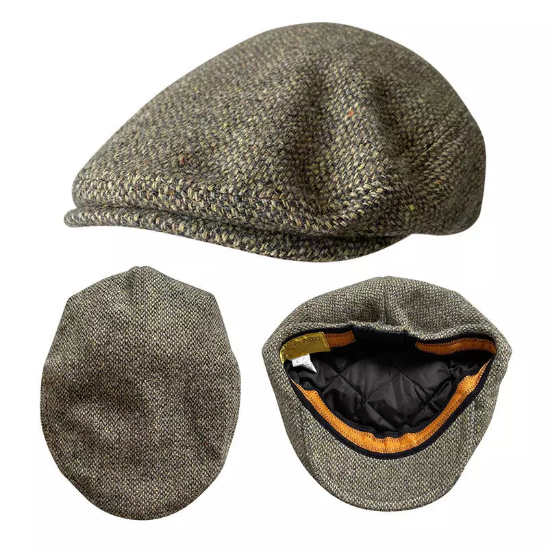 Ramsey Khaki Wool Flat Cap