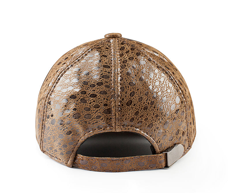 Reptile Print Genuine Leather Baseball Cap