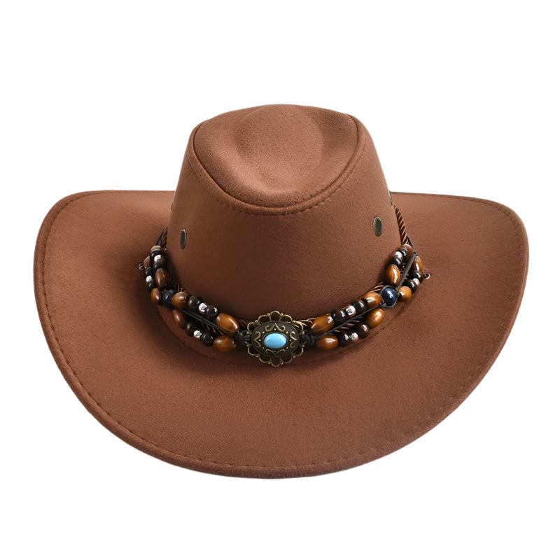 western-style-brown-with-beaded-band-and-metal-flower-decoration-for-men-and-women