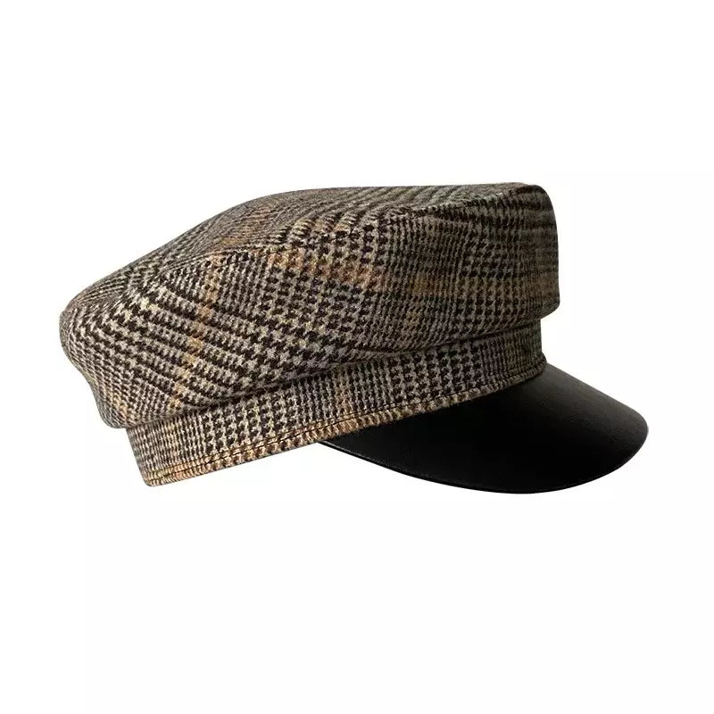 fiddler-breton-hat-plaid-retro-vintage-leather