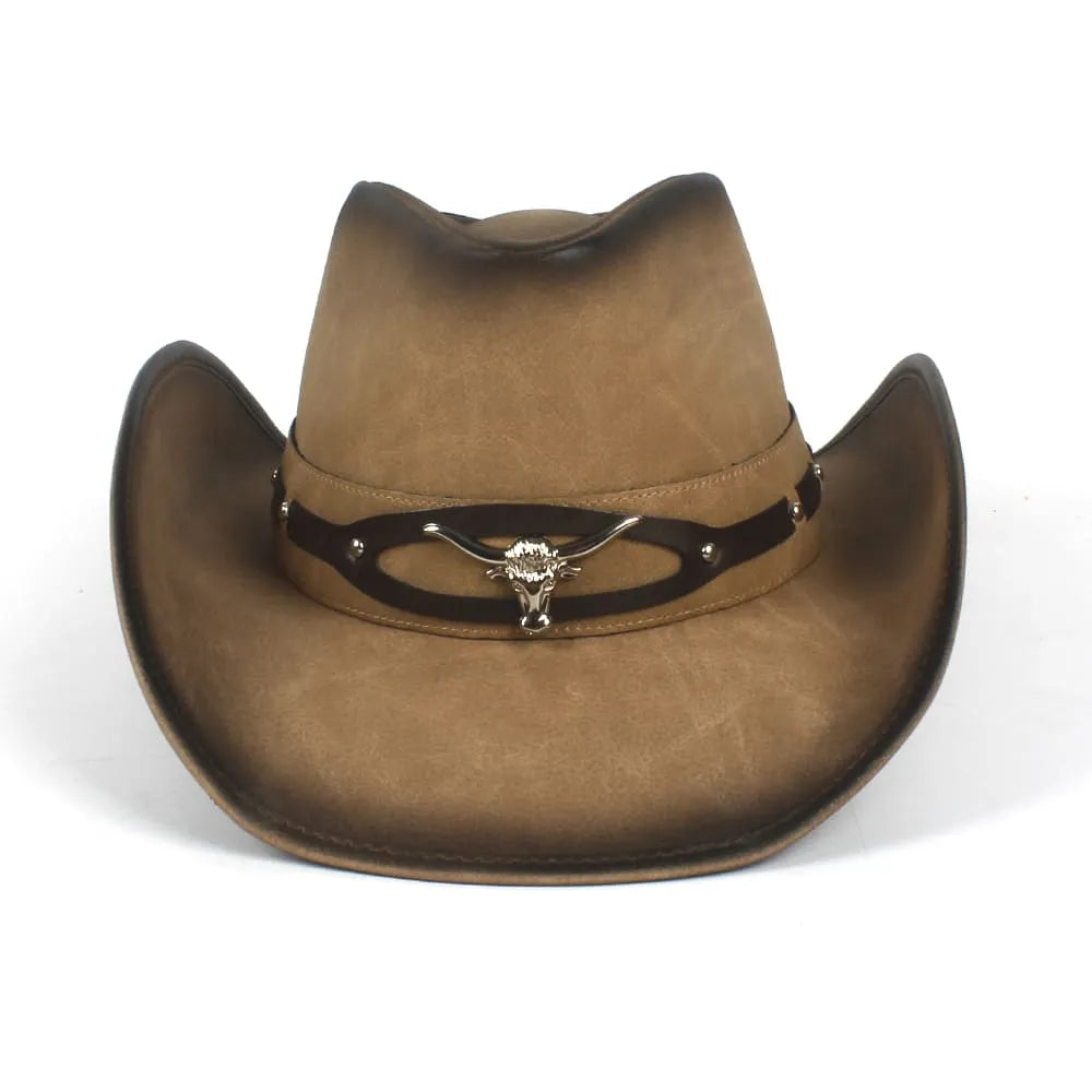 western-hat-cowhide-adjustable-retro-vintage