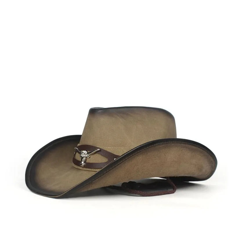 western-hat-cowhide-adjustable-retro-vintage