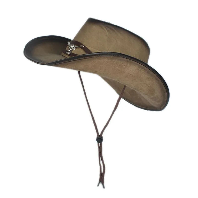 western-hat-cowhide-adjustable-retro-vintage