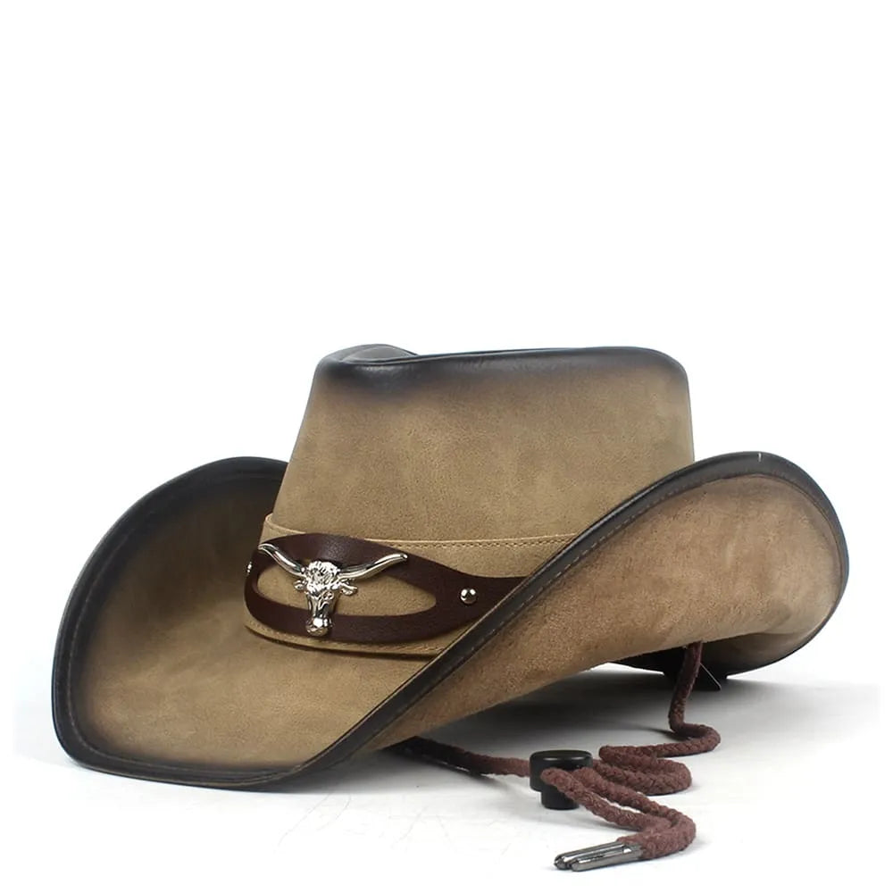 western-hat-cowhide-adjustable-retro-vintage