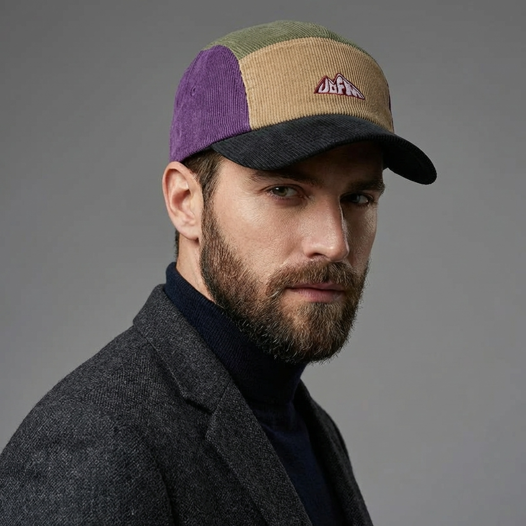 model with UOFM cotton corduroy baseball cap