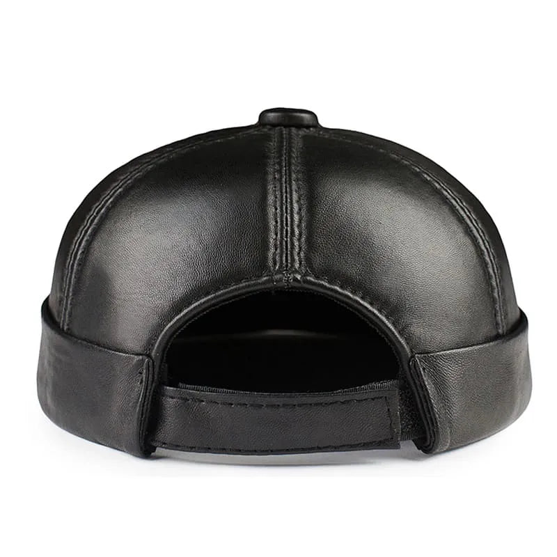 brimless-hat-pure-authentic-leather-retro-adjustable