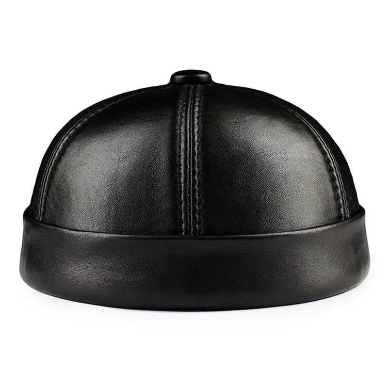 brimless-hat-pure-authentic-leather-retro-adjustable