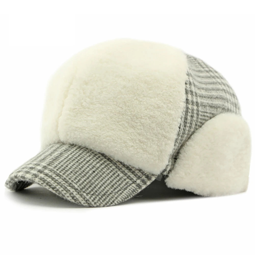 men-women-autumn-tartan-plain-furry-fuzzy-hat