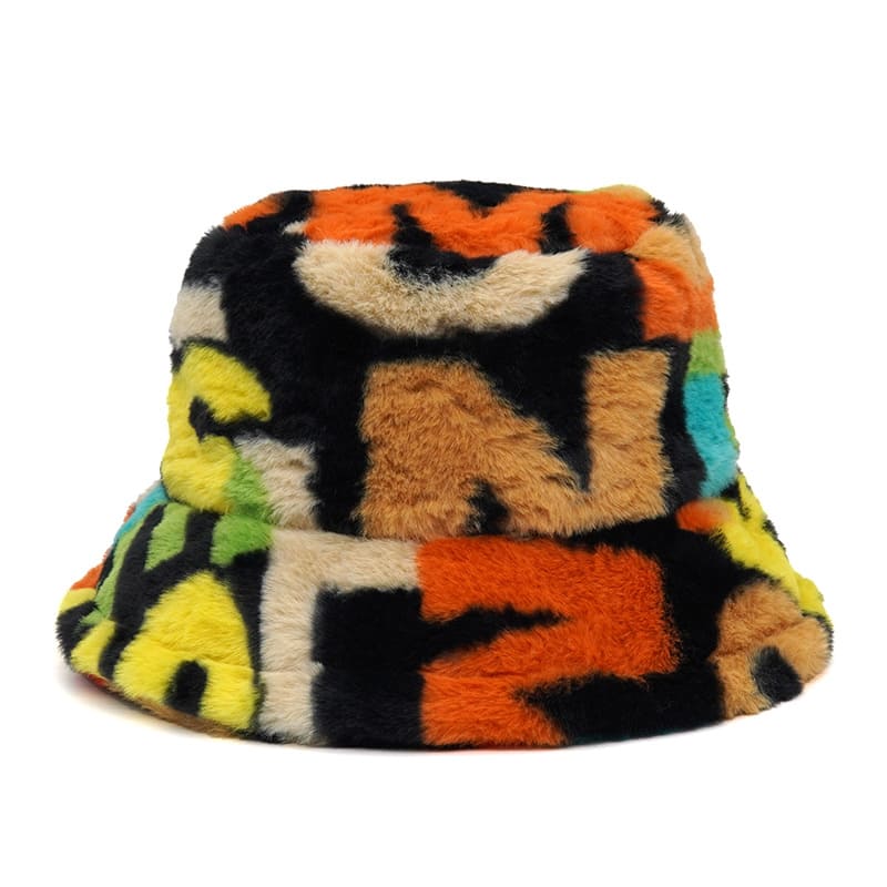 Athleisure Letters Fur Bucket Hat