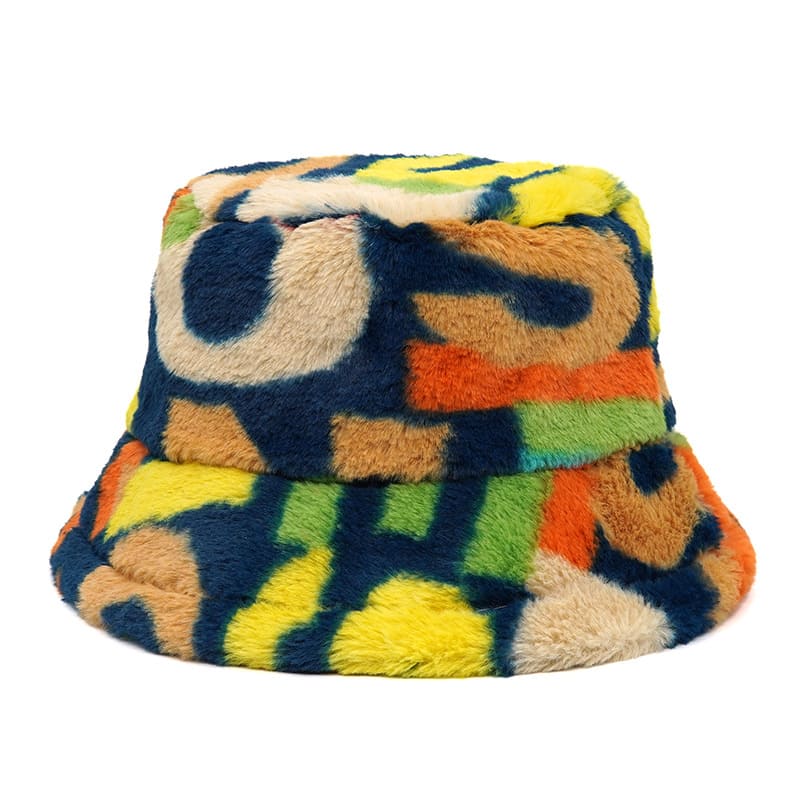 Athleisure Letters Fur Bucket Hat