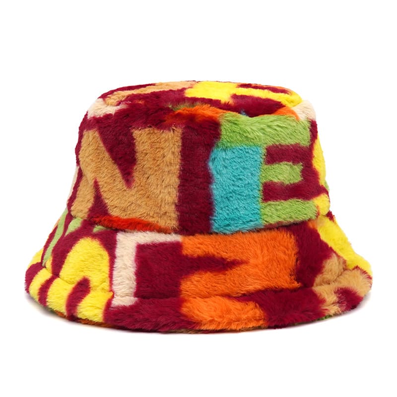 Athleisure Letters Fur Bucket Hat