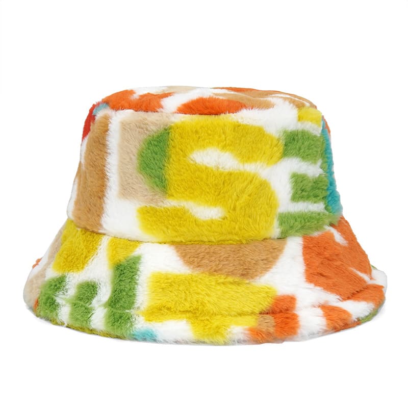 Athleisure Letters Fur Bucket Hat