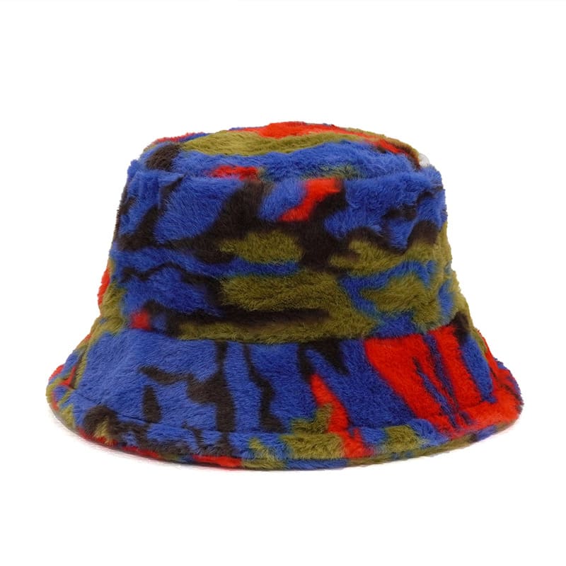 Autumn Abstract Fur Bucket Hat