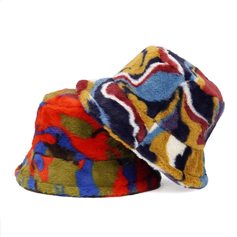 Autumn Abstract Fur Bucket Hat