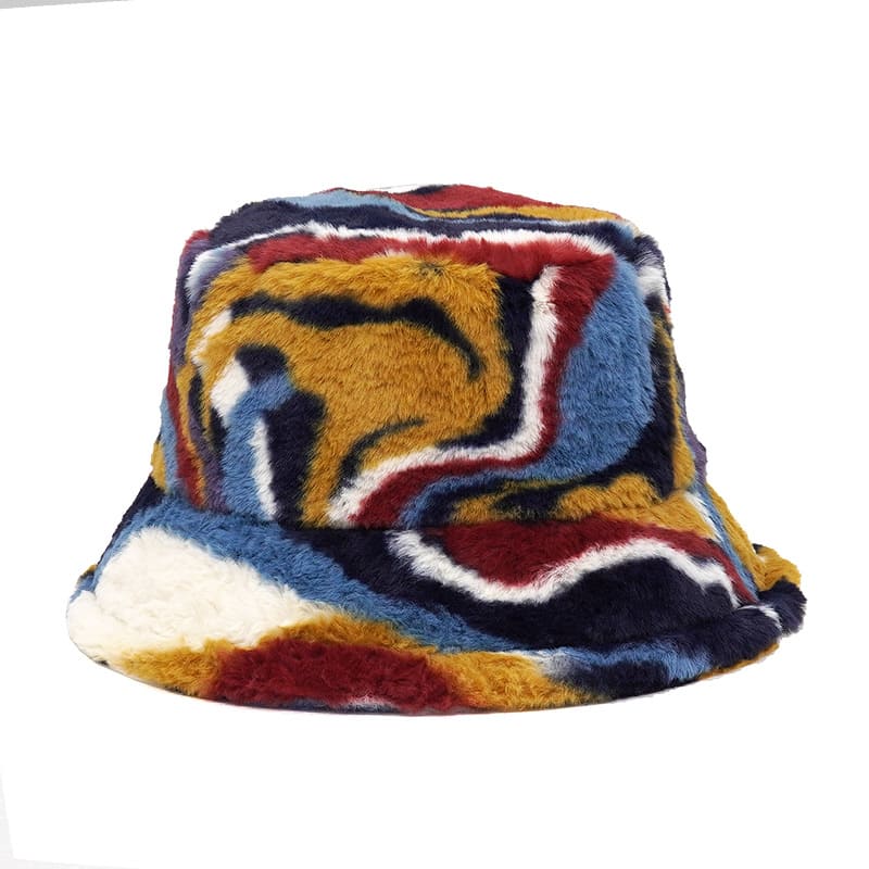 Autumn Abstract Fur Bucket Hat