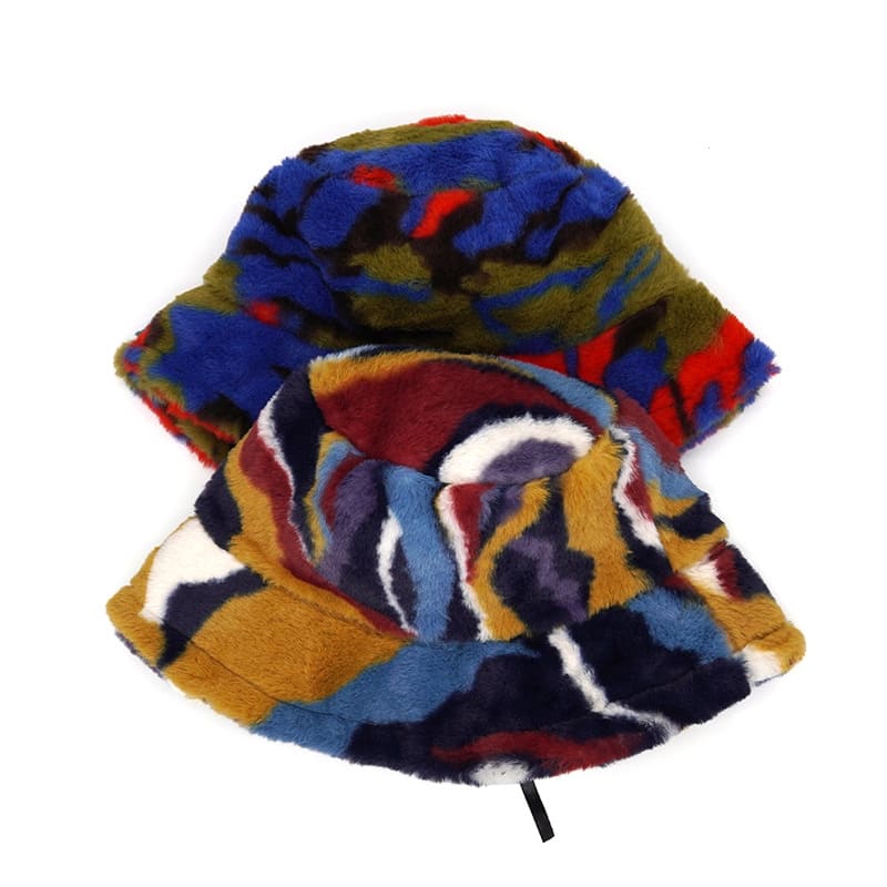 Autumn Abstract Fur Bucket Hat