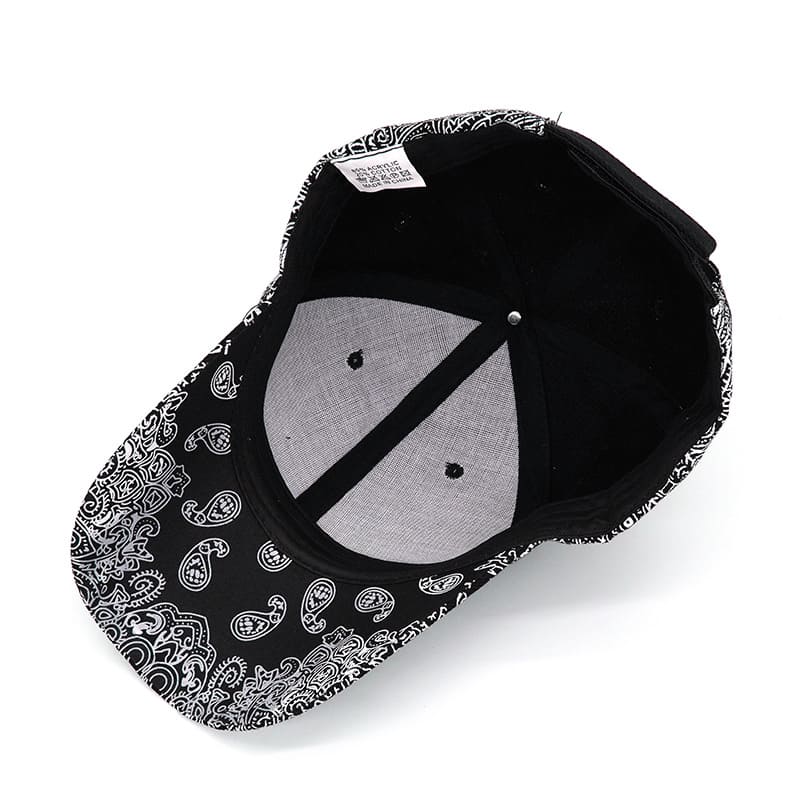 B&W Cashew Flowers Baseball Cap