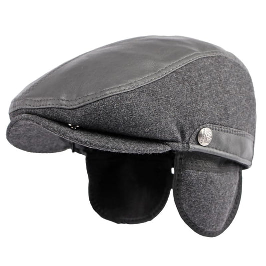 Belford Leather Earflaps Flat Cap