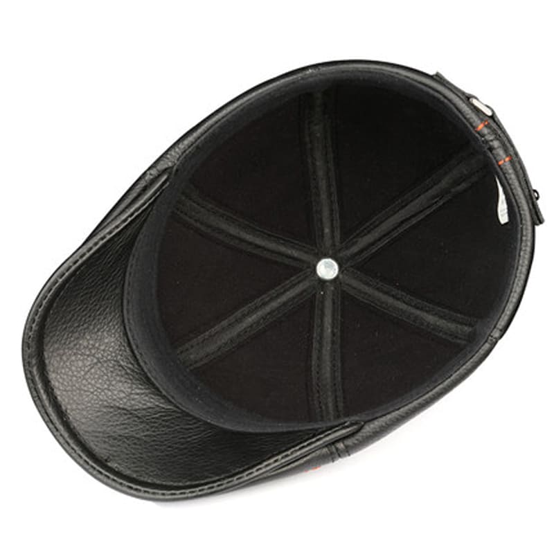 Black Genuine Leather Duckbill Cap