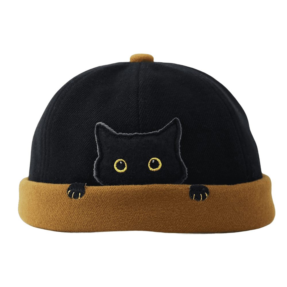 Black Kitty Cotton Docker Cap