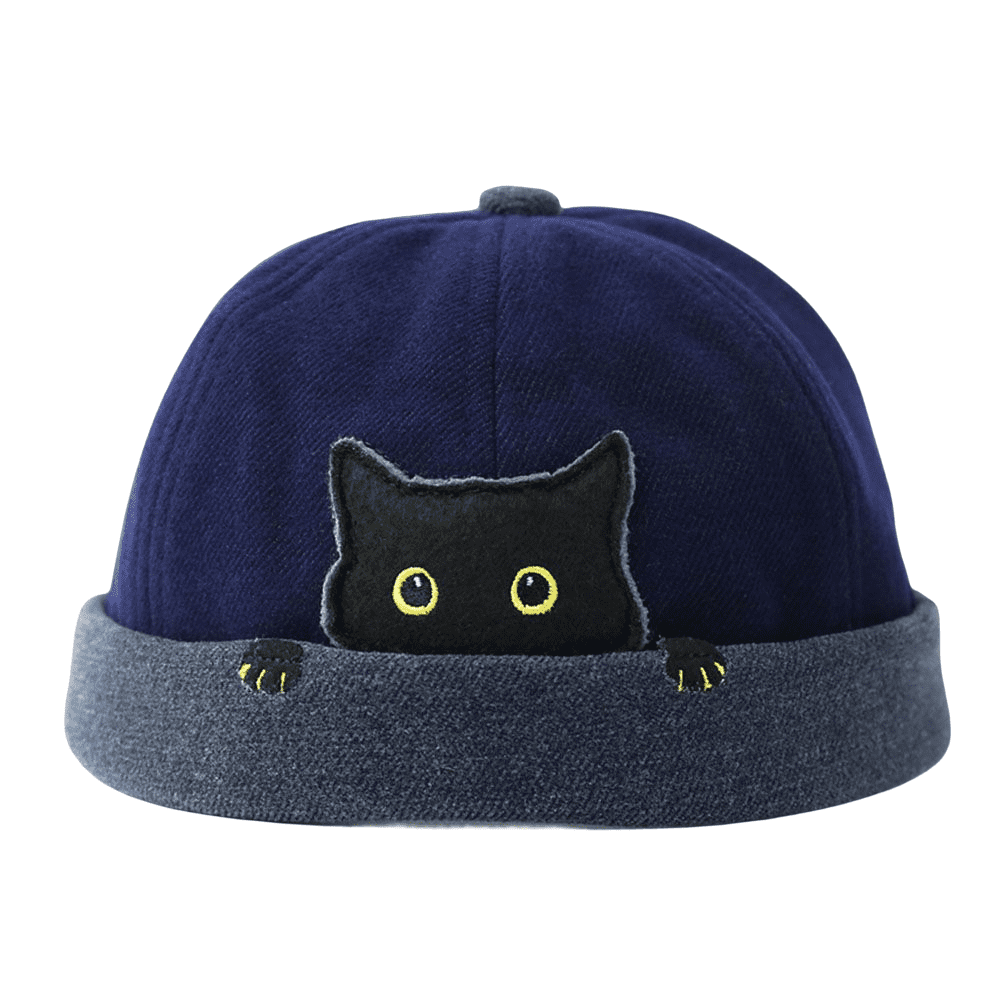 Black Kitty Cotton Docker Cap