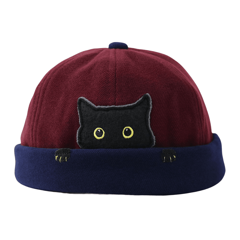 Black Kitty Cotton Docker Cap