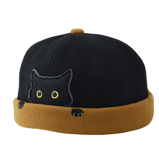 Black Kitty Cotton Docker Cap