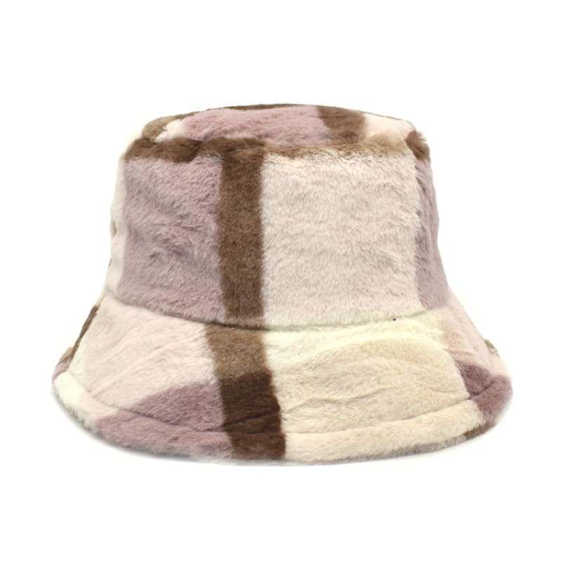 Brown Tartan Fur Bucket hat