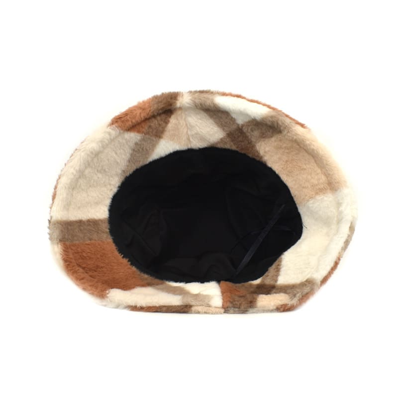 Brown Tartan Fur Bucket hat