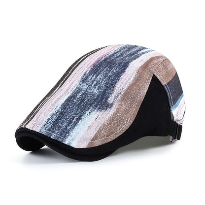 Chessy Striped Cotton Flat Cap