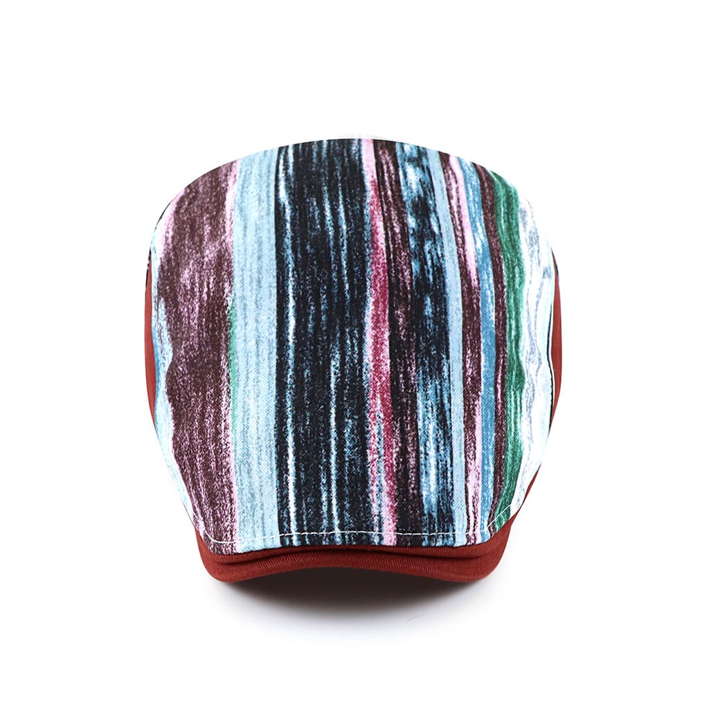 Chessy Striped Cotton Flat Cap