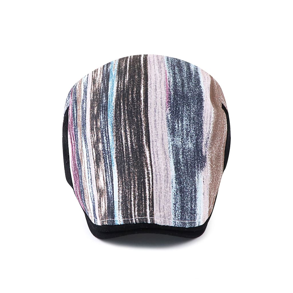 Chessy Striped Cotton Flat Cap