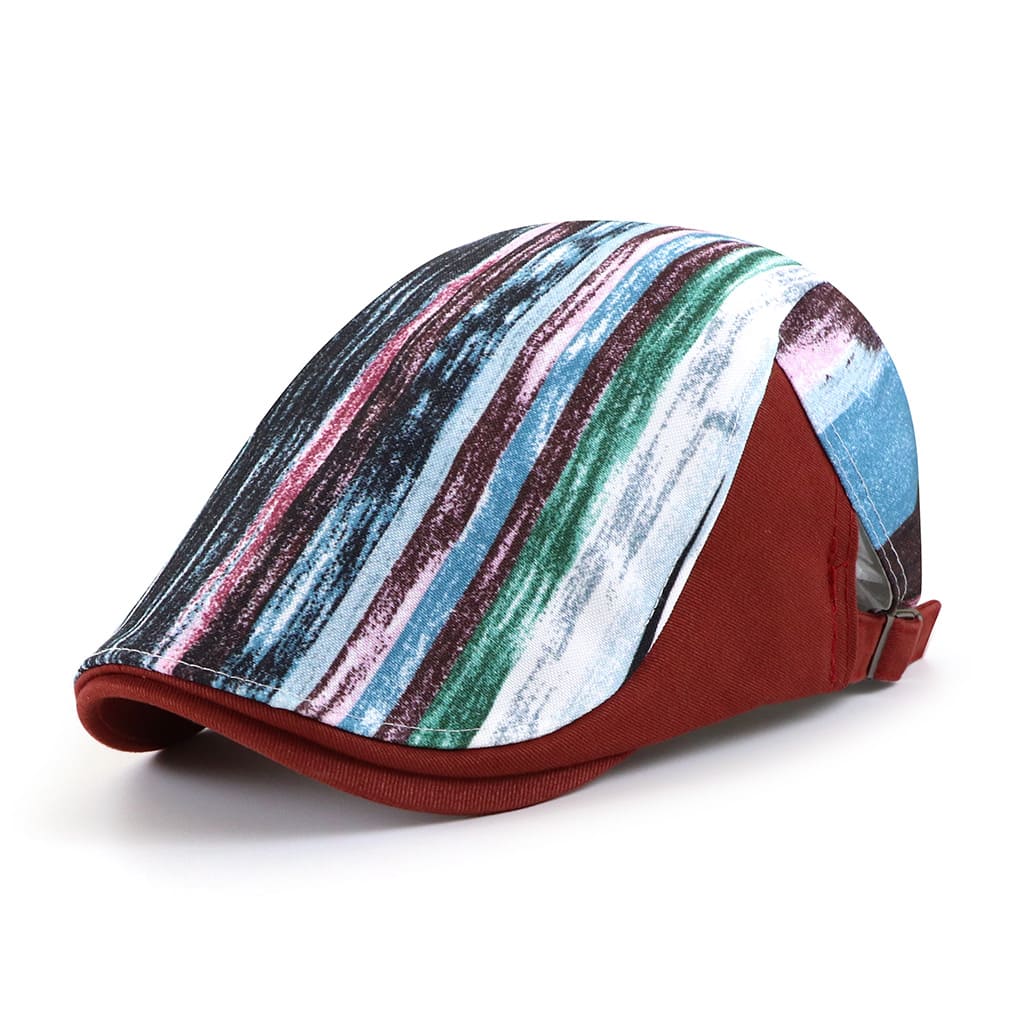 Chessy Striped Cotton Flat Cap