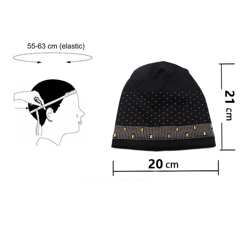 Chloe Rhinestones Cotton Beanie