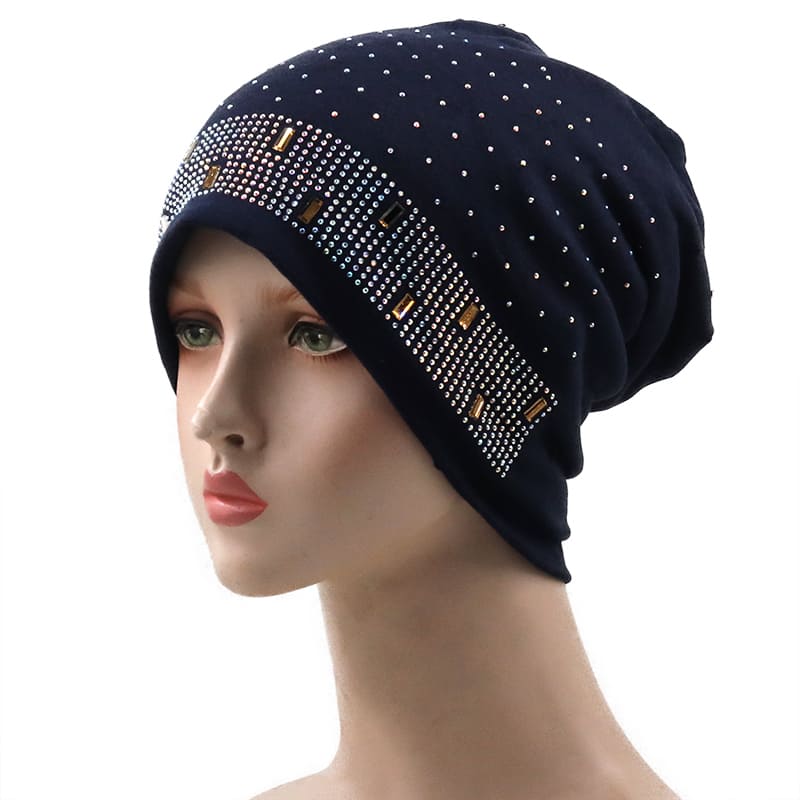 Chloe Rhinestones Cotton Beanie