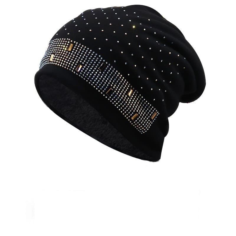 Chloe Rhinestones Cotton Beanie