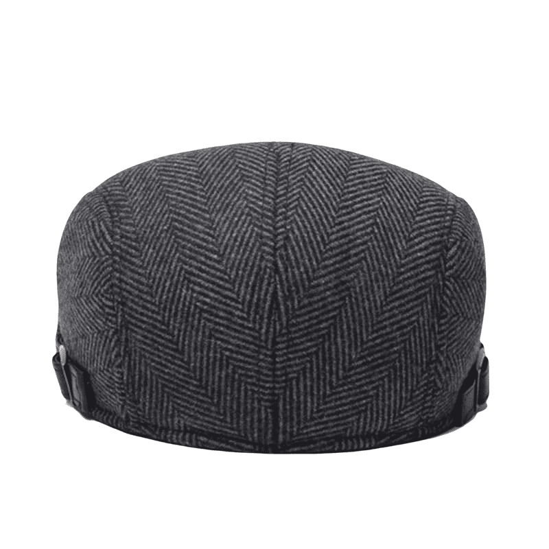 Classic Herringbone Black Flat Cap