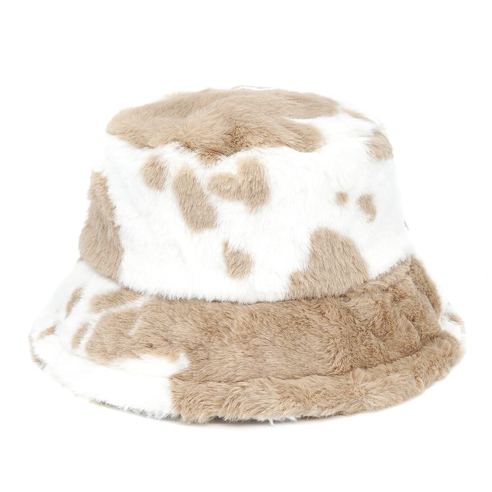 Cow Print Fur Bucket Hat