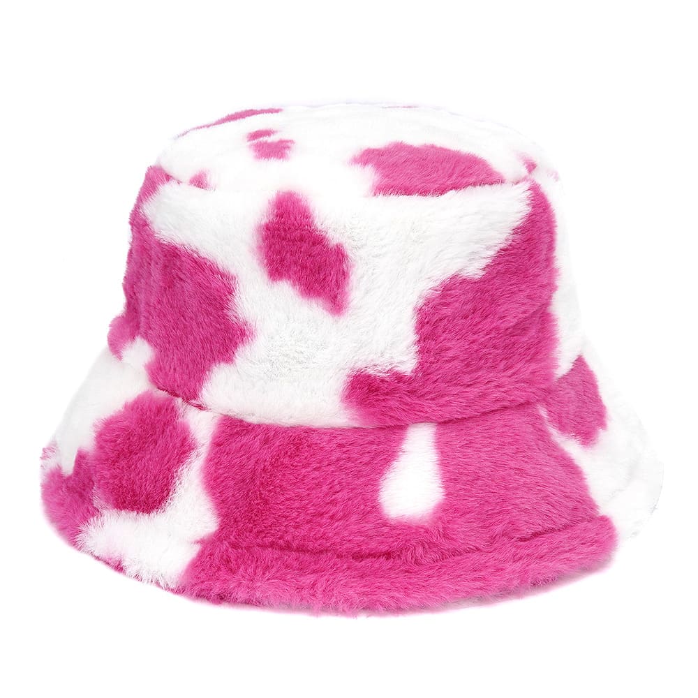 Cow Print Fur Bucket Hat