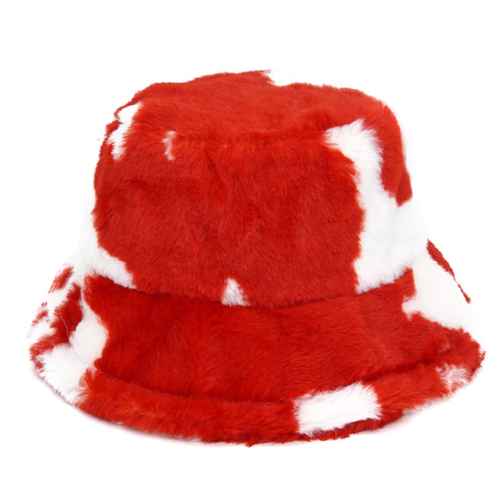 Cow Print Fur Bucket Hat