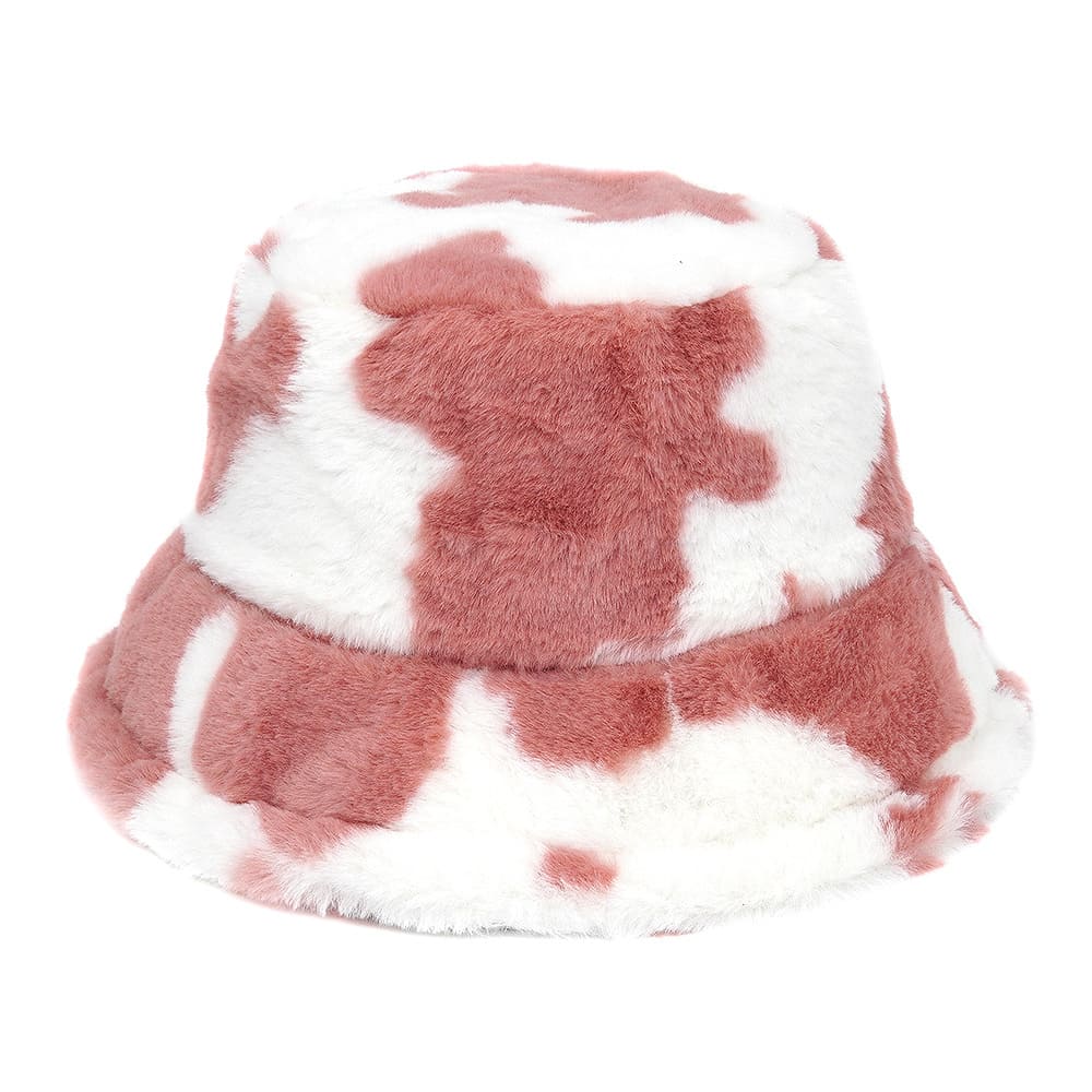 Cow Print Fur Bucket Hat